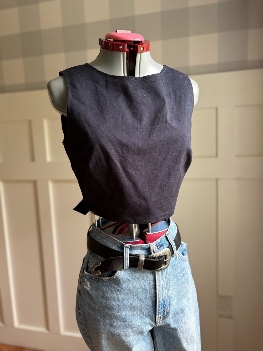 FRNCH Black Sleeveless Cropped Top Large